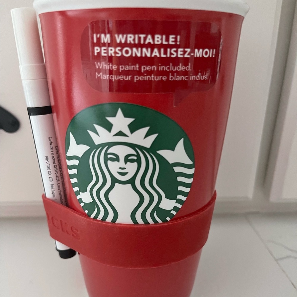 New Starbucks personalized red travel tumbler mug